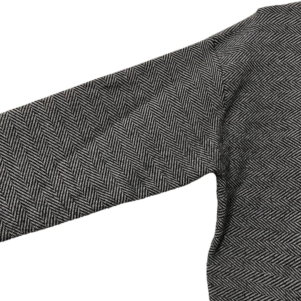 Tahari Womens Gray Black Herringbone Pattern Mock Neck Thick Knit Sweater M - Picture 2 of 5